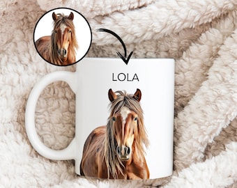 Custom Horse Mug Personalized Horse Mugs Custom Mug Gift for Horse Lover Gift for Him Custom Horse Portrait Coffee Mug Gift for Animal Lover