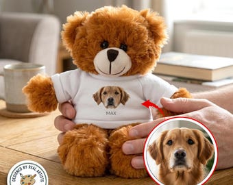 Custom Stuffed Animal With Shirt Personalized Plush Toy Custom Teddy Bear Gift Kids Gift Pet Memorial Birthday Gift Plushie Photo Plush Toy