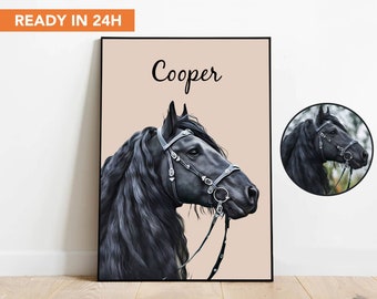 Custom Horse Portrait From Photo Personalized Horse Painting Horse Lovers Gifts Horse Artwork Poster Horse Memorial Gift Horse Oil Painting
