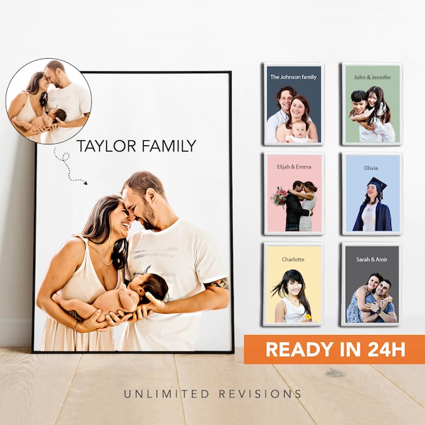 Custom Family Portrait From Photo Personalized Family Portrait Gift for Loved Ones Family Reunion Gifts Custom Family Portrait Gift for Mom