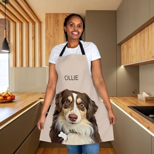 Custom Dog Portrait Apron Custom Pet Baking Apron Personalized Dog Kitchen Apron Gift for Dog Lover Cooking Apron for Women Men Apron Gift
