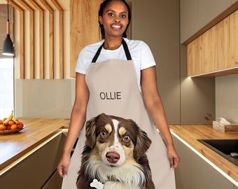 Custom Dog Portrait Apron Custom Pet Baking Apron Personalized Dog Kitchen Apron Gift for Dog Lover Cooking Apron for Women Men Apron Gift