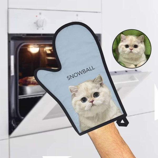 Aangepaste ovenwanten met huisdierportret van foto Aangepaste hondenovenhandschoenen Gepersonaliseerde kattenovenwanten Aangepaste keukenhandschoenen Hondenkeukenwanten