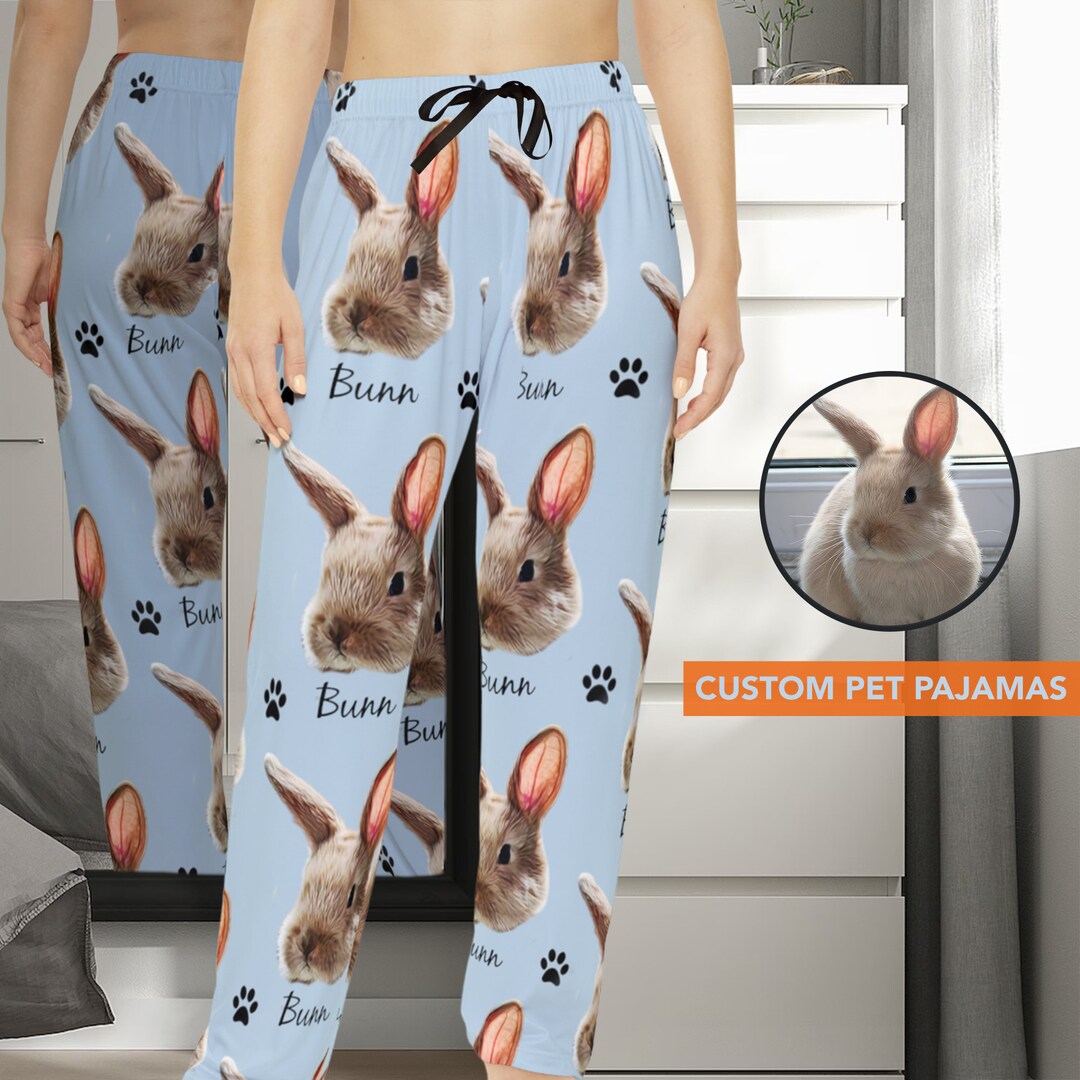 Custom Bunny Pajama Custom Rabbit Portrait Pajama Set for Family ...