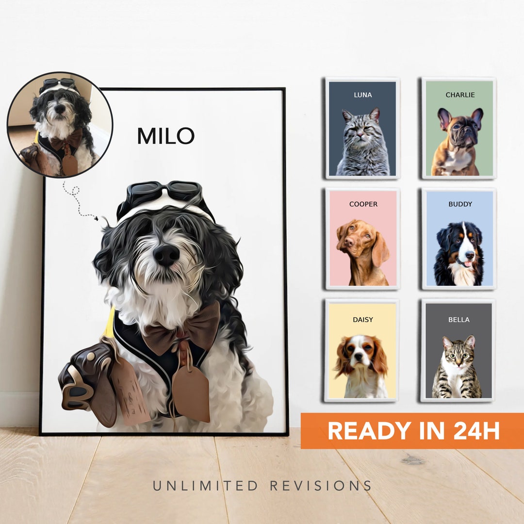 Custom Pet Portrait From Photo Custom Cat Portrait Custom Dog Portrait ...