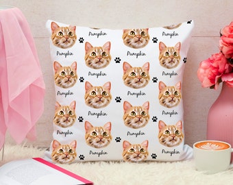 Custom Cat Pillow Pattern Custom Pet Pattern Custom Cat Face Pillow Pet Memorial Gifts Personalized Pet Pillow Pet Lover Throw Pillow Gifts