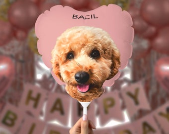 Custom Pet Balloon Custom Pet Portrait Balloon Personalized Balloon Pet Birthday Balloon Decoration Party Heart Balloon Dog Balloon Round