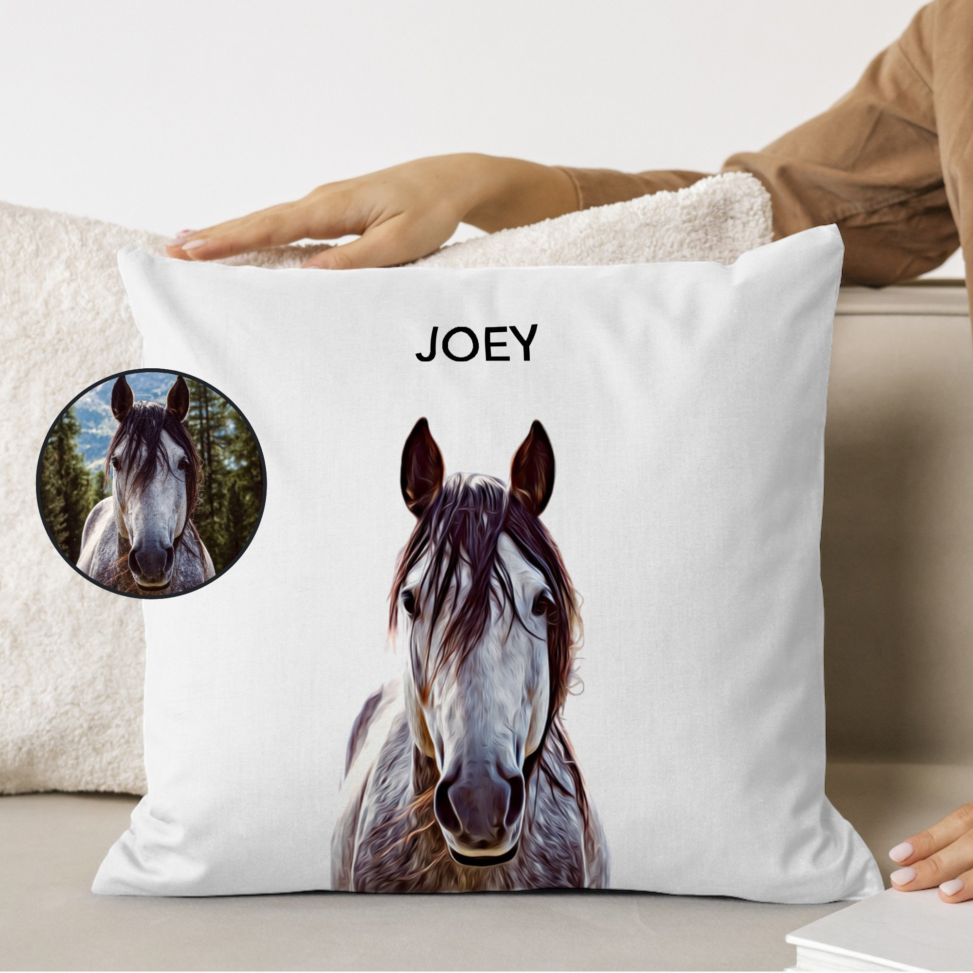 Personalized Horse throw pillow cover, 18 X 18 pillow cover, girls