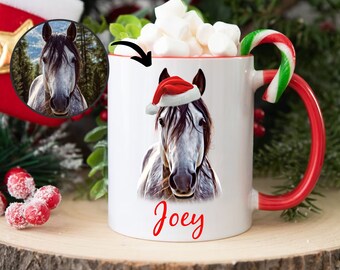 Custom Christmas Horse Mug Personalized Horse Lover Gift Holiday Horse Coffee Cup Unique Equestrian Christmas Gift for Horse Owners