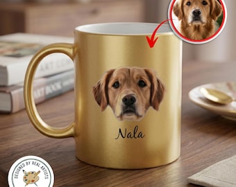 Custom Metallic Mug Gold Silver Personalized Mug From Photo Custom Coffee Mug Gift Pet Portrait Birthday Gift Unique Gift Idea Custom Cup