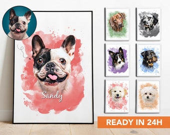 Retrato de animal de estimação em aquarela personalizado a partir de foto Arte em aquarela de cachorro Retrato de gato personalizado Presente de lembrança de animal de estimação personalizado Retrato de cachorro Memorial de animal de estimação