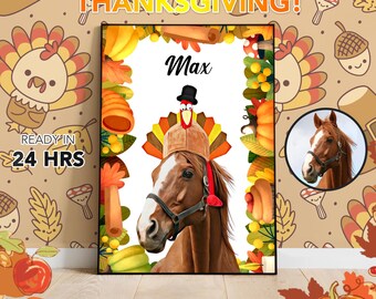 Thanksgiving Horse Portrait From Photo Custom Horse Painting Custom Horse Drawing Custom Pet Portrait Horse Memorial Gift Horse Lovers Gift