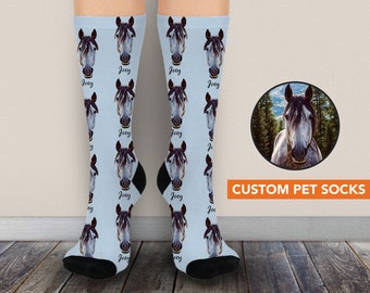 Custom Horse Socks With Faces Personalized Horse Face On Socks Horse Lover Gifts Funny Socks Horse Girl Gifts Horse Trainer Gift For Her