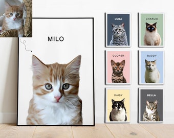 Custom Cat Portrait From Photo Custom Cat Painting Cat Owner Gift Custom Cat Art Cat Memorial Gift Cat Lover Gift Cat Portrait Custom