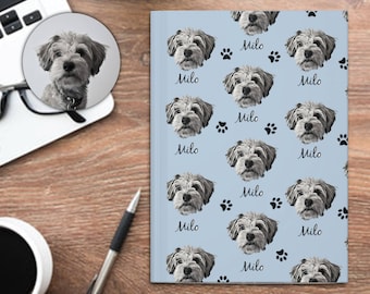 Custom Hardcover Notebook With Pet Face From Photo Custom Notebook Journal With Dog Face Personalized Travelers Notebook Gift For Pet Lovers