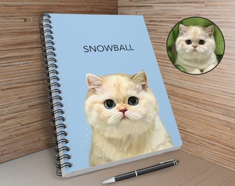 Custom Pet Spiral Notebook With Pet Portrait From Photo Custom Cat Notebook Custom Dog Spiral Notebook Cute Notebook Journal Pet Memorial
