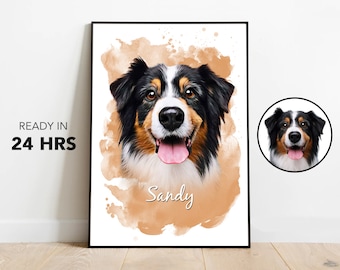 Custom Watercolor Pet Portrait From Photo Custom Dog Portrait Watercolor Paintings Pet Remembrance Gift Two Pet Watercolor Cat Painting Gift