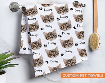 Custom Pet Towel With Name Custom Cat Kitchen Towels Custom Dog Beach Towels Hand Towels Funny Kitchen Towels Face Towel Kids Beach Towels