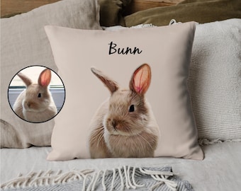 Almohada de conejo personalizada, almohada de conejo personalizada, almohada de decoración de conejo, almohada personalizada para mascotas, regalo para amantes del conejo, regalos conmemorativos del conejo, decoración del hogar