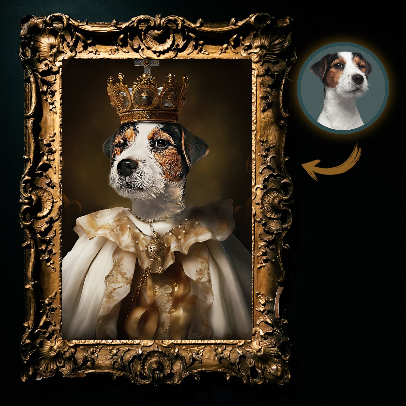 Custom Royal Pet Portrait Renaissance Pet Portrait From Photo Royal ...