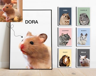 Custom Hamster Portrait From Photo Custom Mouse Portrait For Rat Lover Custom Guinea Pig Portrait Custom Chinchilla Portrait Gerbil Portrait