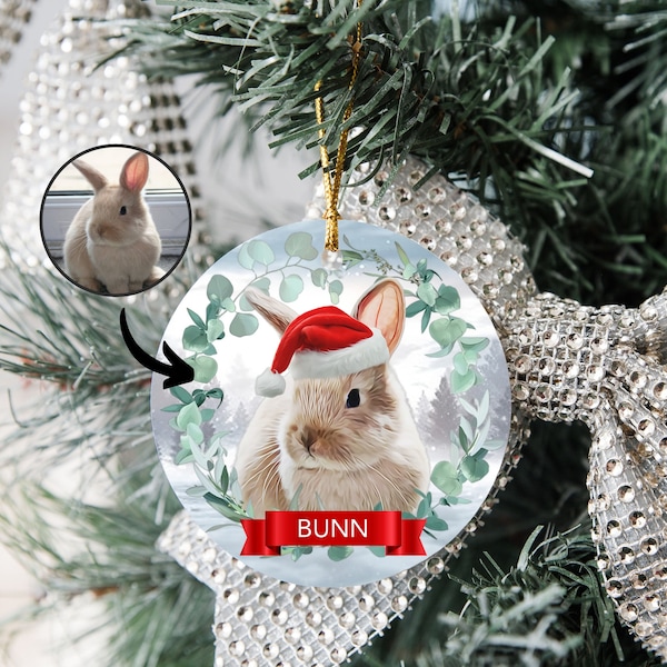 Custom Bunny Christmas Ornaments From Photo Custom Rabbit Ornament Christmas Decoration Christmas Gift Christmas Decor Custom Photo Ornament