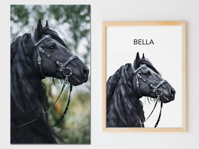 Custom Horse Portrait From Photo Custom Horse Portrait Personalized Horse Gifts Custom Horse Gifts For Horse Lovers Gift Horse Memory image 9