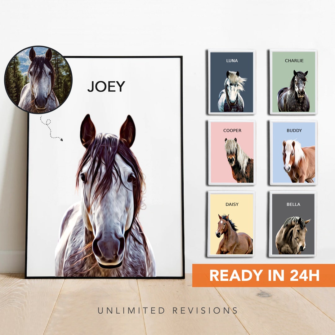 Custom Horse Portrait From Photo Custom Horse Portrait Personalized