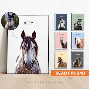 Custom Horse Portrait From Photo Custom Horse Portrait Personalized Horse Gifts Custom Horse Gifts For Horse Lovers Gift Horse Memory image 1