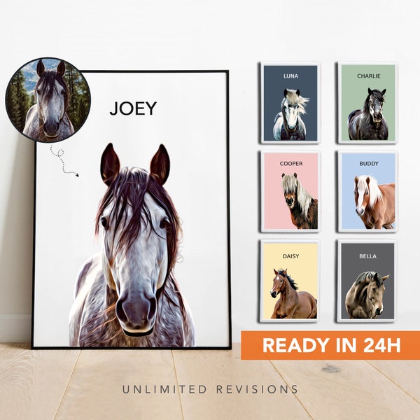 Custom Horse Portrait From Photo Custom Horse Portrait Personalized Horse Gifts Custom Horse Gifts For Horse Lovers Gift Horse Memory