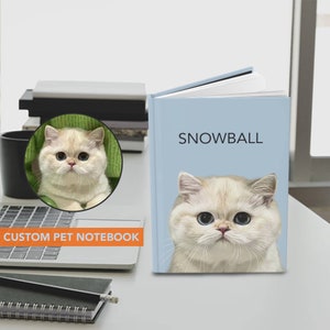 Custom Pet Hardcover Notebook With Pet Portrait From Photo Custom Cat Hardcover Journal Custom Dog Notebook Aesthetic Notebook Pet Memorial