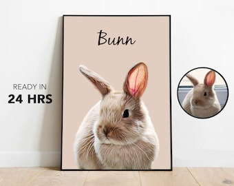 Custom Rabbit Portrait From Photo Rabbit Painting Pet Rabbit Lover Gift Bunny Portrait Bunny Mom Gifts Rabbit Memorial Rabbit Loss Gifts