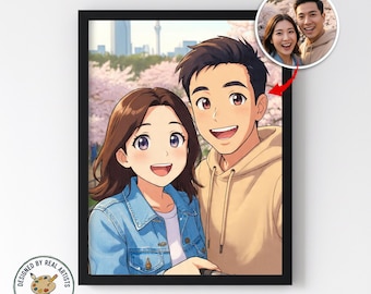 Custom Anime Portrait From Photo Personalized Anime Drawing Custom Couple Portrait Anime Illustration Gift Anniversary Wedding Birthday