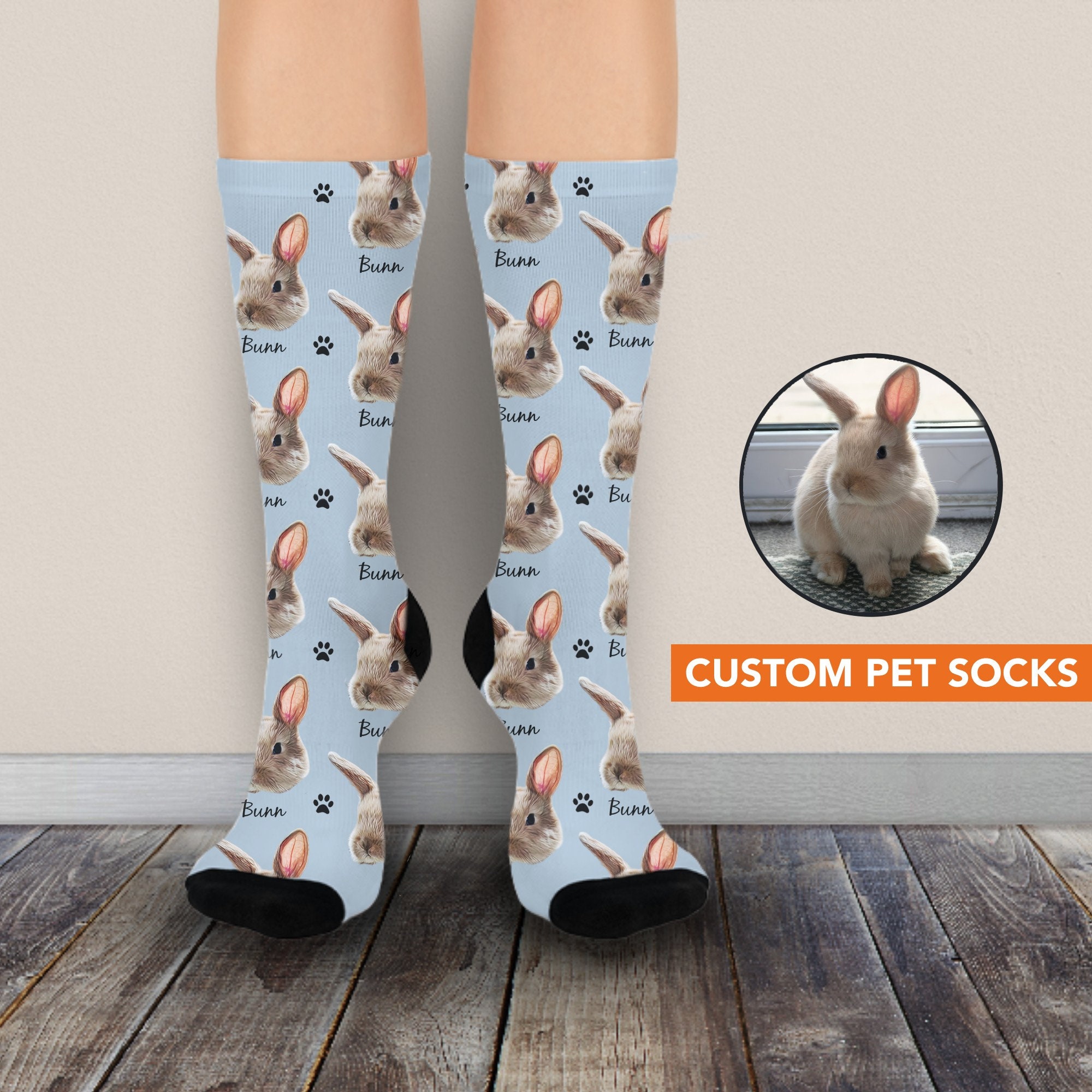 Custom Bunny Socks Custom Rabbit Socks Custom Pet Socks With Faces Bunny Face On Socks Custom Photo Socks Cute Bunny Rabbit Lover Gifts