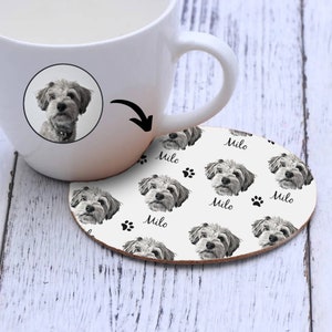 Posavasos personalizados con retrato de mascota de foto Posavasos para perros Posavasos personalizados para gatos Posavasos de corcho Posavasos con fotos Regalos para amantes de mascotas Posavasos con imágenes