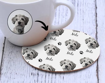 Custom Coasters With Pet Portrait From Photo Dog Coasters Custom Cat Coasters Cork Coasters Photo Coasters Pet Lover Gifts Picture Coasters