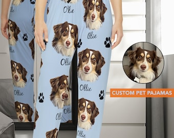 Custom Dog Portrait Pajama Pattern Personalized PJs for Men and Women Pet Face Pajamas Dog Lover Gift Matching Adult Pajamas Custom Design
