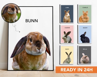 Custom Bunny Portrait From Photo Custom Rabbit Portrait Personalized Rabbit Gifts Custom Bunny Gifts Personalized Bunny Rabbit Painting
