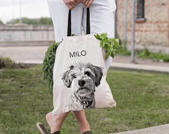 Borsa tote personalizzata per cani, borsa tote personalizzata per animali domestici, borsa tote personalizzata per gatti, borse tote in tela, regalo commemorativo per animali domestici, borsa tote personalizzata, ritratto personalizzato per animali domestici