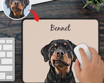 Custom Pet Portrait Gaming Mouse Pad Personalized Desk Mat for Gamers Pet Lovers Unique Computer Mousepad Gift Customizable Accessory