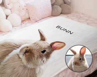 Custom Rabbit Blanket Custom Pet Blanket Personalized Bunny Throw Blanket Rabbit Lover Gift Bunny Rabbit Bed Blanket Pet Cute Throw Blanket
