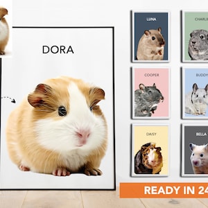 Aangepaste cavia portret van foto muis schilderij rat schilderij gepersonaliseerde cavia kunst chinchilla portret portret gerbil Hamster