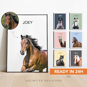 Custom Horse Portrait From Photo Personalized Horse Lover Gifts Custom Horse Print Horse Painting Horse Memorial Gifts For Horse Owners