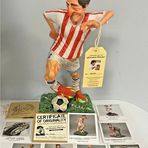 Exclusivité : "The Comic Art of Guillermo Forchino #00162" Grande Statue Footballeur avec Certificat d'Authenticité