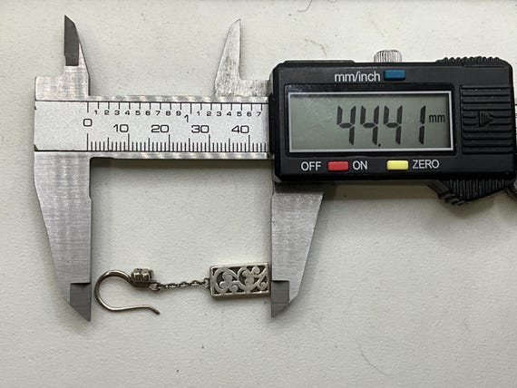 Vintage Sterling Silver Rectangular Scroll Dangle… - image 6