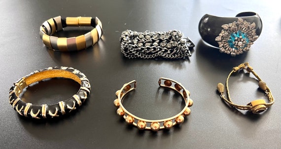 Assorted Lot of Vintage Bracelets Statement Brace… - image 2