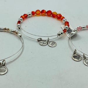 Alex and Ani Silver Tone Swarovski Crystal Beaded Bracelets - Bundle of 3