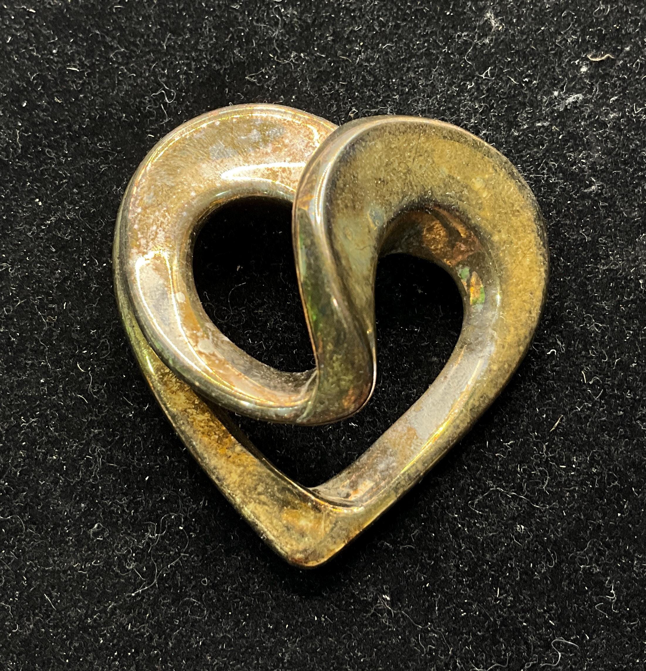 M19-18 Vintage TITOK Sterling 925 Heart Two Tone Gold