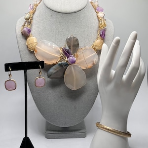 Statement Vintage Necklace Set of pastels inspired Jewelry