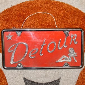 Vintage &quot;Detour&quot; Vanity Plate / Frame with Mud-flap Babe